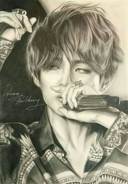 BTS карандашом Тэхен