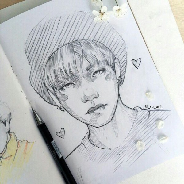 БТС рисунки тэхён