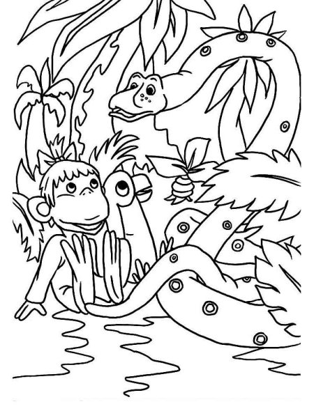 Раскраска мартышки из мультфильма 38 попугаев