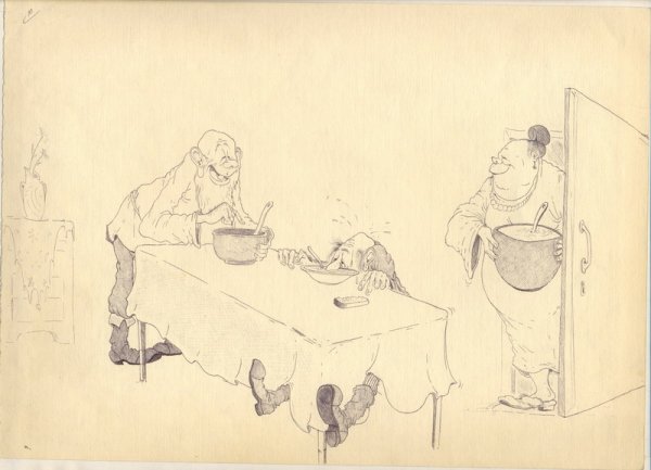 Иллюстрация к басне Крылова Демьянова уха