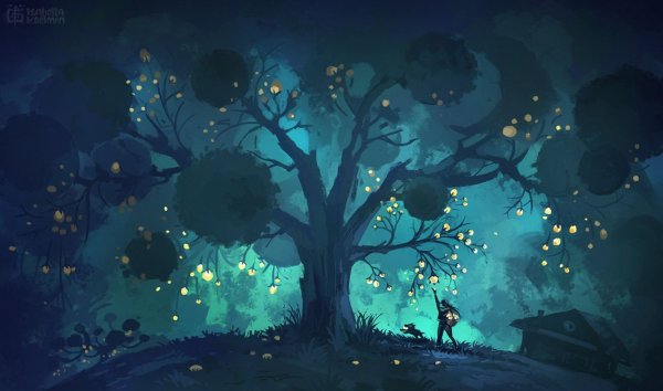 Ночь сказочные деревья