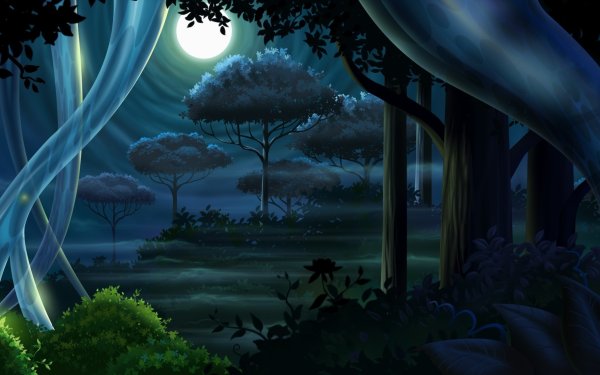 Сказочный лес ночью