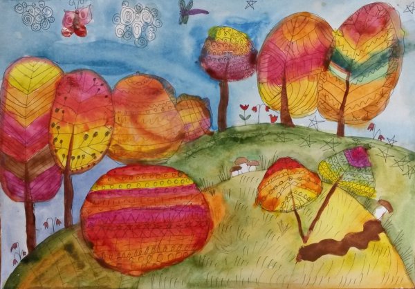 Осенний рисунок в детский сад