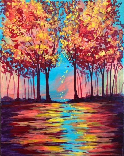 Рисунки на холсте гуашью