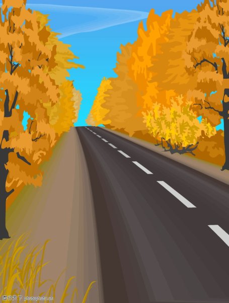 Осенний пейзаж Векторная Графика