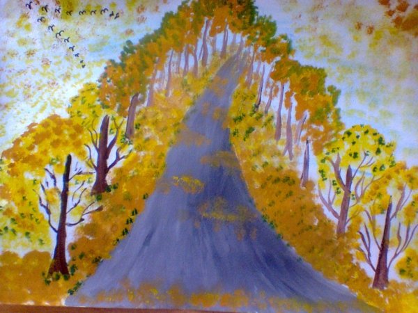 Осенняя дорога рисование для детей