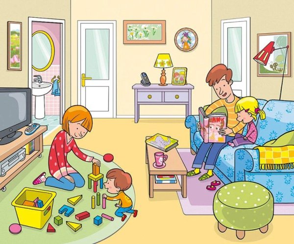 Сюжетная картина в комнате