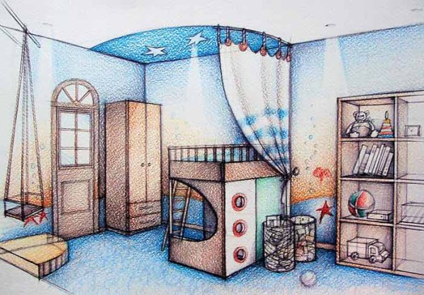 Эскиз детской комнаты для мальчика