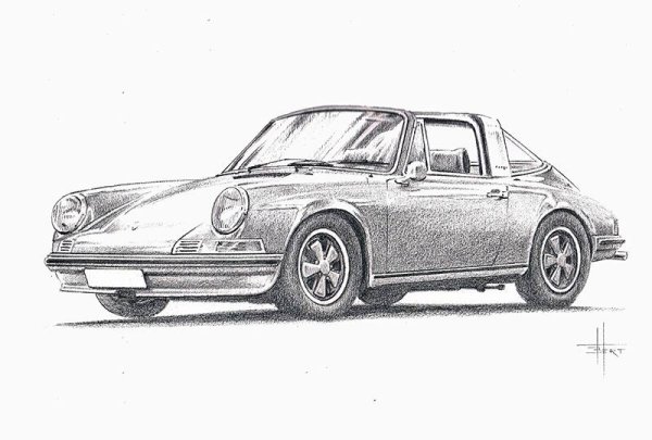 Порше 911 рисунок сбоку