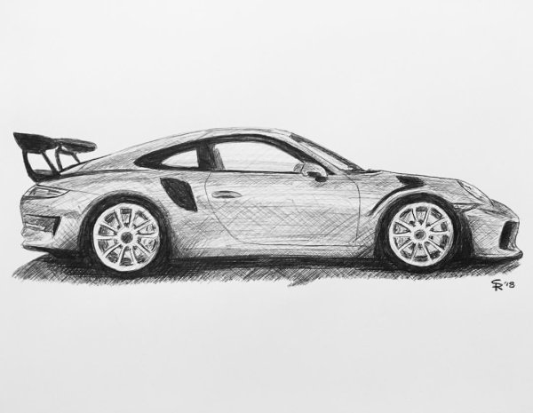 Порше 911 карандашом