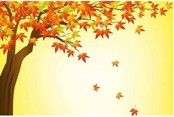 Осеннее дерево с опадающими листьями