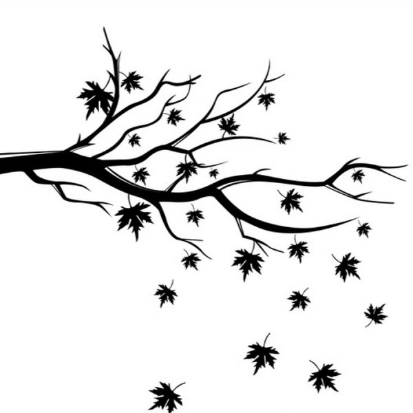 Дерево на ветру силуэт