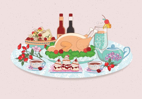 Фон накрытый стол мультяшный