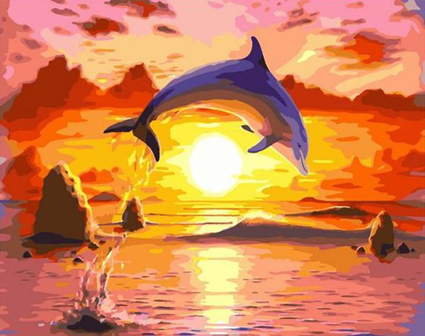 Алмазная живопись дельфины 40x50