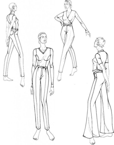 Технический эскиз комбинезона женского