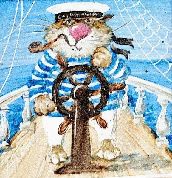 Кот моряк детский рисунок
