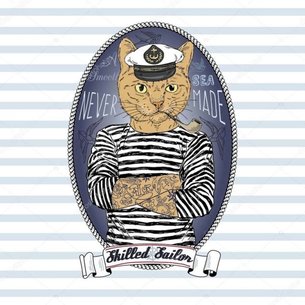 Кот в тельняшке рисунок