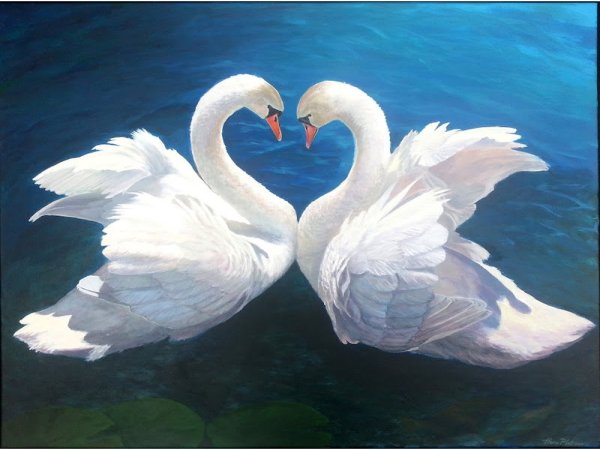 Влюбленные лебеди картина