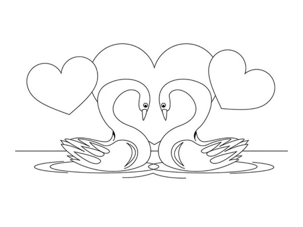 Лебедь раскраска для детей