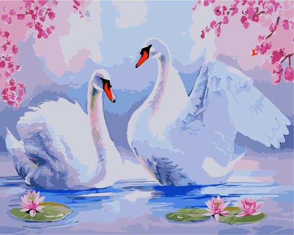 Картина по номерам 2 лебедя