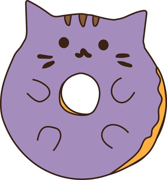 Раскраска котик в пончике