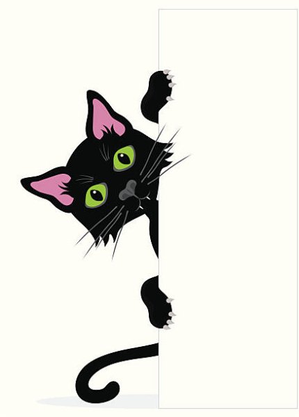 Кошка выглядывает из-за угла