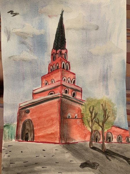 Рисунок Спасской башни Московского Кремля