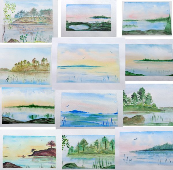 Этапы рисования пейзажа акварелью