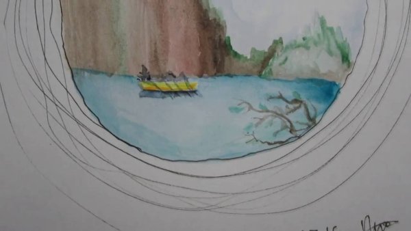 Озеро рисунок легко