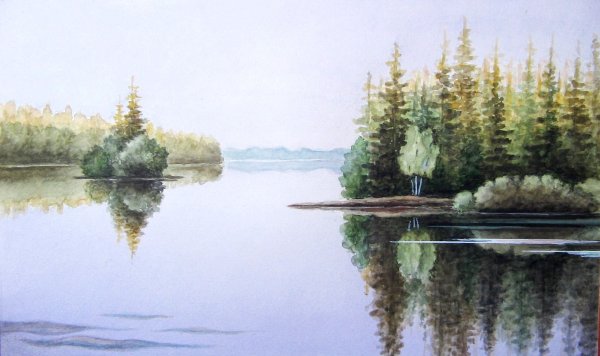 Карелия акварель. Пейзажи акварель