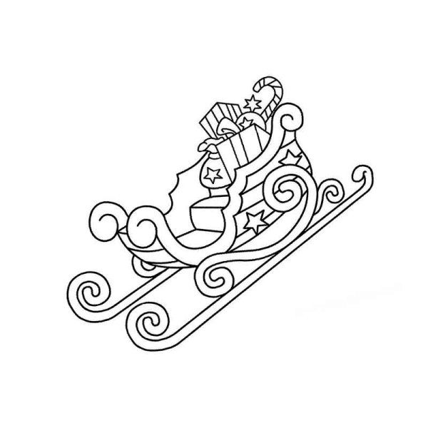 Сани с подарками трафарет