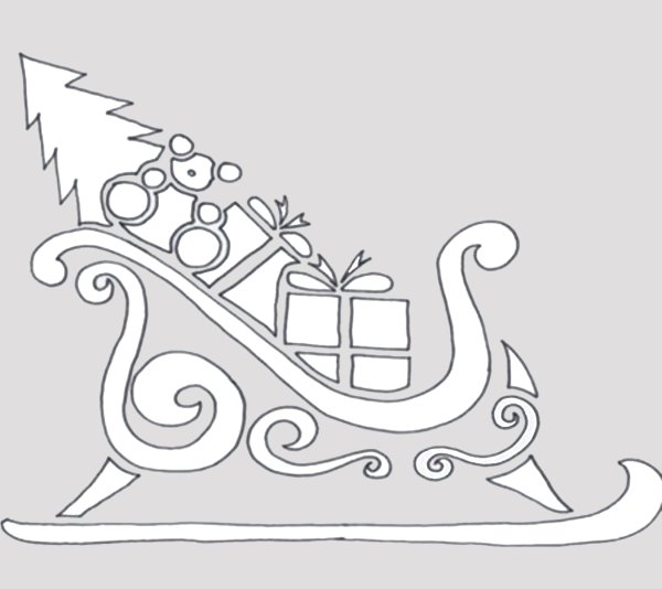 Сани Деда Мороза из картона