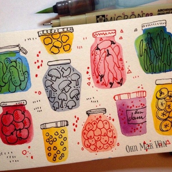 Баночки еды рисунок