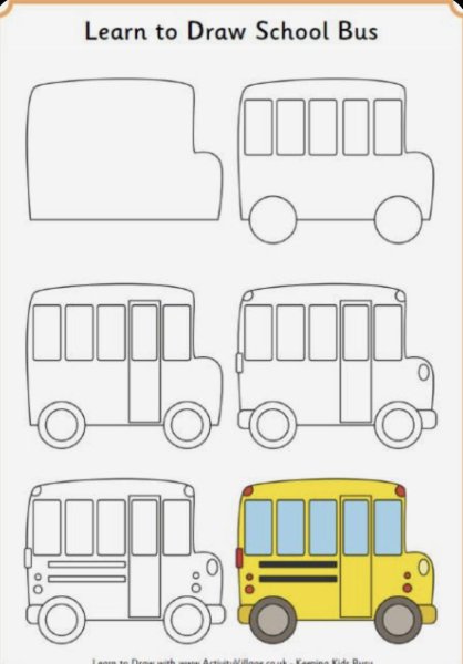 Поэтапное рисование автобуса