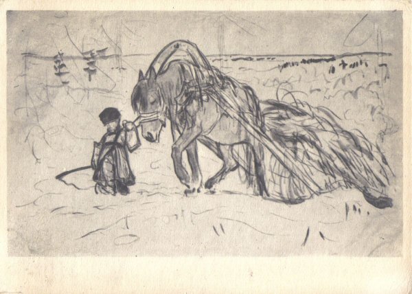 Серов зарисовки крестьянских детей Абрамцево