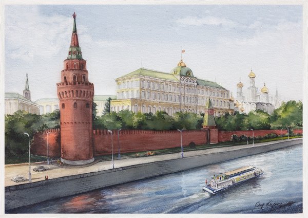 Зарисовки Казань акварель Кремль
