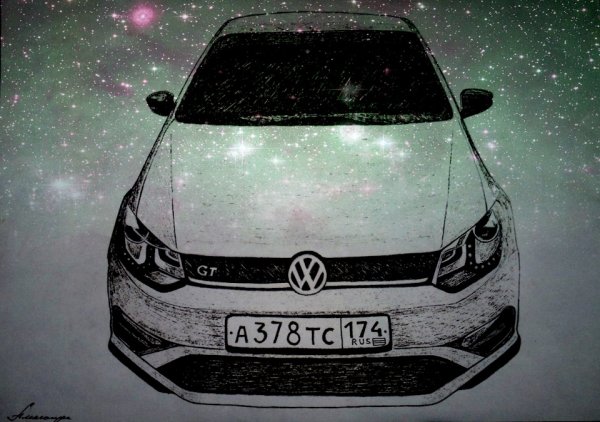 Drawing Volkswagen Polo sedan