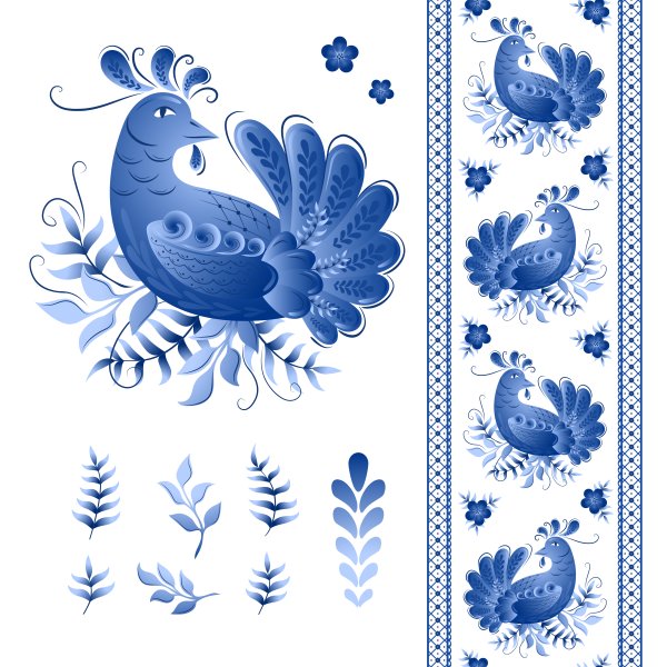 Гжель роспись птица