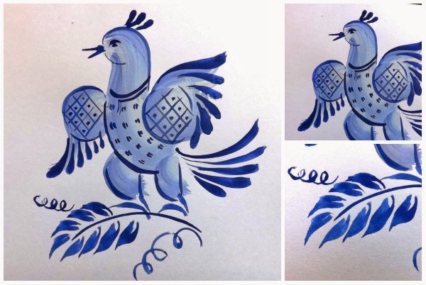 Гжельская роспись птица легко