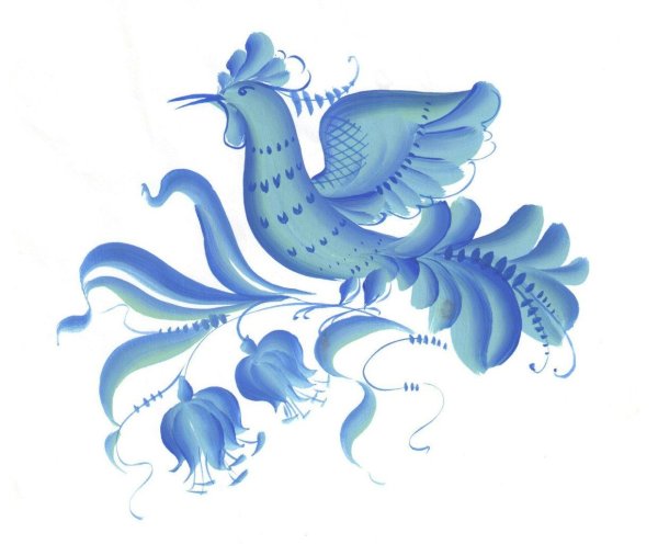 Птица в технике Гжель