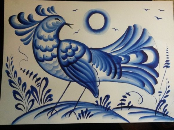 Гжельская роспись Жар птица