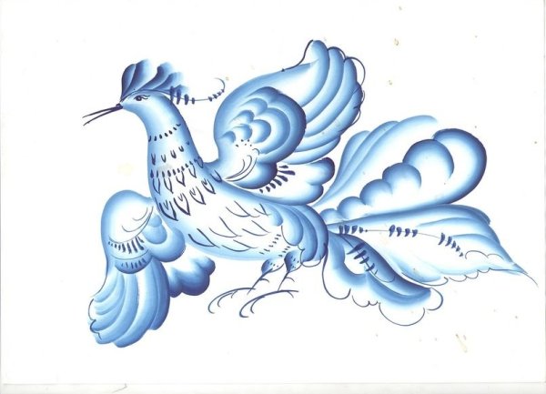 Гжельская роспись птица