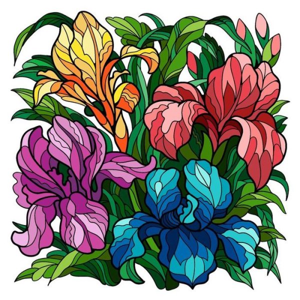 Витраж цветы