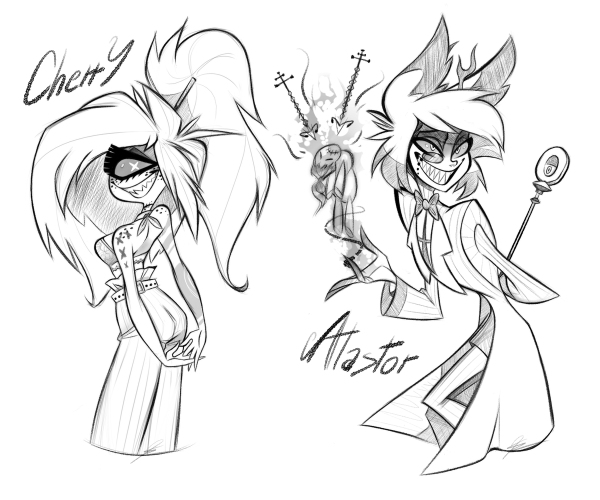 Отель ХАЗБИН Чарли и Аластор черно белые