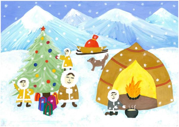 Новогодние рисуночки на конкурс в школу