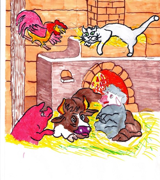 Рисунок к сказке зимовье зверей