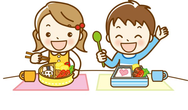 Дети кушают вектор