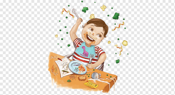 Ребенок с едой мультяшный