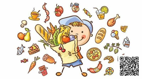 Мультяшные дети с едой