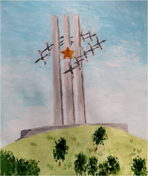 Памятник Журавли в Саратове рисунок